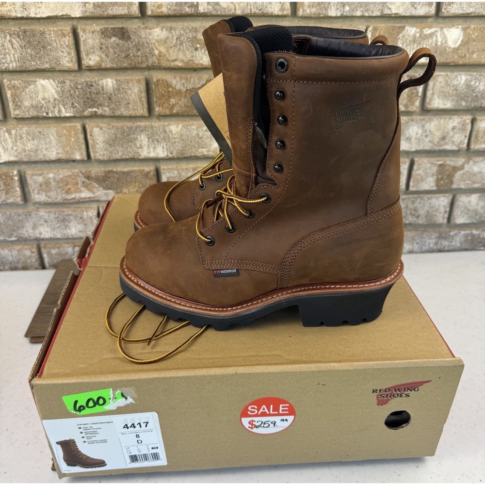 Red Wing Shoes 4417 LoggerMax Leather Work Boots Steel Toe Brown Sz 8D